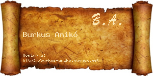 Burkus Anikó névjegykártya